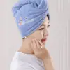 Touca de Secagem de Cabelo Bordada para Mulheres Camada Dupla Espessada Secagem Rápida Toalha de Veludo Coral Absorvente de Água Touca de Banho de Microfibra Toalha Absorvente de Água para Secar Cabelo