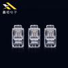 Em estoque RJ11 RJ9 três garfos de rede banhada a ouro Crystal Head 4P2C full plug linha telefônica Crystal Head fabricante