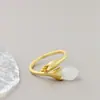 Joias de Prata Nafoge Atacado Anel Feminino de Prata Esterlina 925 com Jade Hetian Natural Pétala de Prylan Anel Dourado Método Antigo