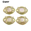Wt-Pc022 Clássico Mais Vendido Religioso Anjo Bebê Pérola de Concha Branca Incrustada Conector Pingente Banhado a Ouro 18K