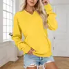 Moletom Feminino de Inverno Novo Estilo Europeu e Americano 2025 Amazon Bolso Pulôver Cor Sólida Decote V Solto Manga Longa