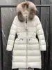 Chamarra ligera de plumón Moncler m-brand con cuello de piel, corte ajustado, para mujer, estilo corto, cuerpo acanalado ajustado, engrosada, cálida, casual