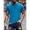 Camiseta Pronta de Cor Lisa Manga Curta 180g Transfronteiriça Moda Gola Redonda Tops Lisos Masculinos e Femininos Manga Curta Publicidade