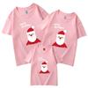 Venta rápida de ropa para padres e hijos de algodón fino de producción propia de Papá Noel de Año Nuevo, ropa con estampado de clase, camiseta de manga corta con cuello redondo para niños, venta al por mayor