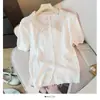 Cárdigan de punto calado con encaje patchwork, cuello de muñeca, manga corta para mujer, nuevo top ajustado, verano 2026