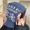 Corea del Sur Gorro Pasamontañas Copo de Nieve para Mujer Otoño e Invierno Nuevo Gorro de Punto Cálido para el Cuello Protección Integrada para las Orejas Gorro de Lana