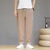 Pantalones de lino chinos de verano para hombre, pierna ancha, estilo harén, talla grande, holgados, retro, finos, transpirables, de algodón y lino, corte slim
