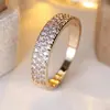 Rongxing Cross-border Luxo Leve Anel de Banda Larga Totalmente Cravejado com Pedras em Duas Fileiras Múltiplas Cores Disponíveis Acessórios para Festa de Casamento e Deslocamento Diário