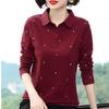 Camisa Polo Camiseta de Manga Larga para Mujer Talla Grande Holgada Ropa para Mamá Primavera 2025 Nueva Camiseta Aspecto Adelgazante Top Camiseta Básica
