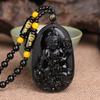 Collar con colgante de ocho dioses de obsidiana para hombre y mujer con ocho Budas guardianes del zodíaco de loto