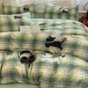 Estilo Ins Toalha de Algodão Puro Bordada Roupa de Cama Conjunto de Quatro Peças 100% Algodão Roupa de Cama Infantil Capa de Edredom Lençóis Conjunto de Três Peças com Elástico