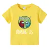 Ropa infantil Among Us camiseta de verano de manga corta para niños y niñas camiseta básica de dibujos animados camiseta de manga corta para bebé top de moda