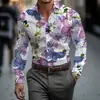 Camisa Casual para Hombre Cómoda Elástica en Cuatro Direcciones Estampado Floral 3D de Manga Larga Tendencia Europea y Americana Transfronteriza Amazon para Hombre