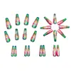 Parches de Manicura Largos con Forma de Ballet, Uñas Portátiles de Moda para Primavera y Verano, Parches de Manicura Coloridos con Diseño de Loto y Mariposa Difuminado