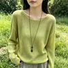 Suéter de punto hueco de color liso con diseño casual para mujer, jersey holgado, nuevo top casual de manga larga para otoño 2026
