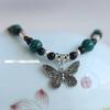 Collar de mariposa de cerámica de estilo étnico retro artístico, suministro de fábrica, colgante de nicho de estilo chino para mujer, collar a juego