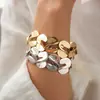 Pulseira Elegante Europeia e Americana de Metal com Pontos Elásticos Torcidos em Forma de S, Simples e Elegante para Fronteira, Joia de Mão de Nicho de Alta Qualidade para Mulheres