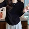 Camiseta interior de terciopelo alemán de doble cara para mujer para otoño e invierno. Nuevo diseño asimétrico. Color puro. Manga larga. Aspecto adelgazante. Camiseta top Ins