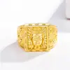 Nuevo anillo bañado en oro para hombre estatua de Buda anillo bañado en oro 999 cabeza de Buda abierta carácter fu de dinero anillo de oro de simulación