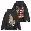 Camiseta Masculina de Manga Curta Vintage Lavada com Estampa Travis Scott, Estilo Americano High Street Transfronteiriço, Top Tendência de Verão com Gola Redonda