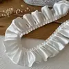 Encaje Ancho de 12 cm Chifón Engrosado Doble Capa Plisado Puño Fruncido Vestido de Muñeca Dobladillo de Falda Larga Adornos