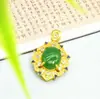 1007 Colgante poligonal verde de jade Hetian natural con incrustaciones, nuevo estilo étnico chino, diversidad