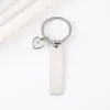 Llavero Metálico Transfronterizo Color Láser Impresión Material en Blanco Grabado Acero Inoxidable Tira Larga Forma de Corazón Semilla de Mostaza Llavero
