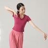 Top Feminino Dança Moderna Novo Adulto Manga Curta Gola V Vermelho Slim Fit Ombro Camiseta Design Feminino Nicho Spice Top