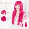 Peruca Cos Anime Amazon Peruca de Comércio Exterior Europeu e Americano 70cm de comprimento cacheada cosplay colorida palco touca completa