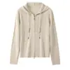 26 Otoño Nuevo [Cárdigan de Punto Trenzado] Informal con Capucha Cremallera Holgado Abrigo Cárdigan Suéter Top Mujer 22994