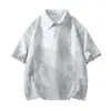 3D Novo Estilo Verão Masculino Tendência Caimento Solto Marca de Moda Estudante Polo Camiseta de Manga Curta Masculina Top Masculino Comprimento de Cinco Pontos