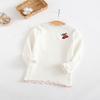 Camiseta interior para niños de manga larga para primavera y otoño con bordado de orejas de madera y estampado, top para niñas, ropa de otoño caliente, venta al por mayor de fábrica