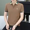 Camisa Polo Masculina Transfronteiriça Camiseta de Manga Curta Casual Solta Gola Lapela Manga Meia Manga Verão Fina Respirável Gelo Seda Camiseta para Homens