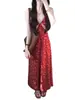 Vestido Rojo Floral con Tirantes para Vacaciones en la Playa para Mujer Verano 2025 Nuevo Estilo Popular Petite Elegante Falda Larga