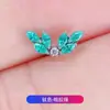 Pendientes de Aleación de Titanio F136 Incrustados con Circonita 5A Alas de Ángel Rosca Interna Clavos para Hélix Hélice Labios Joyería para Piercings de Titanio G23