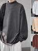 Camiseta masculina de manga comprida de cor sólida, moda outono e inverno, gola meia-alta, roupas de outono da moda, amantes de roupas, camisa de camada de base, top