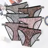 Calcinhas de algodão fofas para meninas com estampa floral, forro 100% algodão, confortáveis e amigáveis à pele, cintura média com acabamento em renda, calcinhas femininas