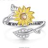 Anel Europeu e Americano Flor Girassol Margarida Abertura Você É Meu Sol Anel com Letra em Inglês