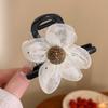 Grampo de cabelo de rabo de cavalo alto gaze strass prendedor de cabelo feminino grampo tubarão cabelo meio preso bolas de cabelo cabelo da cabeça e flor da cauda temperamento