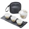 Juego de té de viaje taza rápida jade grasa de cordero una tetera tres tazas camping al aire libre portátil regalo de té logo impreso