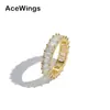 Anillo de joyería de hip-hop europeo y americano con circón individual de nicho, anillo cuadrado de circón chapado en oro de 18 quilates de moda transfronteriza para mujeres y hombres