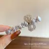 Pinza para el pelo con lazo de perla blanca y cristal, pinza lateral fresca y dulce, pinza para el pelo con lazo, accesorio para el pelo de mujer.