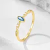 Anillo de Plata de Ley S925 Lujo Ligero Exquisito Zirconia Marquise Azul Marino para Mujer, Diseño de Nicho Transfronterizo Europeo y Americano Versátil