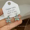Pendientes de Botón de Circonita Súper Brillantes Color Azul Menta para Primavera Verano Estilo Coreano Temperamento Delicado de Gama Alta Versátiles Únicos para Mujeres