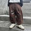 Calças de Algodão Esticável com Grafite para Meninos Outono Primavera Outono Versão Coreana Calças Esportivas Elegantes Modernas Legais para Crianças Calças Longas Versáteis para Bebê