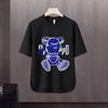 2024 Nueva Marca Americana de Moda Camiseta de Manga Corta con Estampado de Letras y Oso para Hombre, Top Casual Holgado de Verano