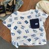 Camiseta de Manga Corta de Verano 2026 Bugatang con Estampado Completo de Letras para Niños y Niñas, Camiseta Versátil para Bebés, Moderna