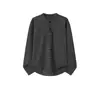 Camiseta de manga larga a rayas para hombre con media botonadura, moderna, de corte holgado, casual, relajada, simple, versátil, top de cuello redondo