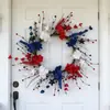 Día de la Independencia Transfronterizo Festival del Día Nacional Americano Corona de Espigas de Trigo Decoraciones para Colgar en la Puerta Adornos para Fiestas Rojo Blanco y Azul Artificiales
