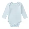 Venta al por mayor transfronteriza Otoño Color Sólido Manga Larga Algodón Cuello tipo sobre Romper Triangular Mono para Bebé Recién Nacido